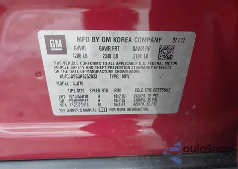 2017 Buick Encore Preferred Ii z USA, uszkodzony, nr VIN KL4CJBSB3HB252033